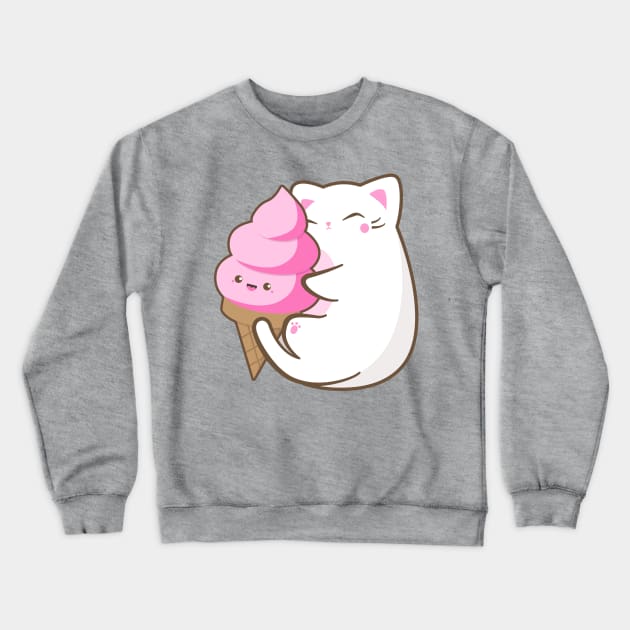 Ice cream lover chubby cat Crewneck Sweatshirt by EuGeniaArt
